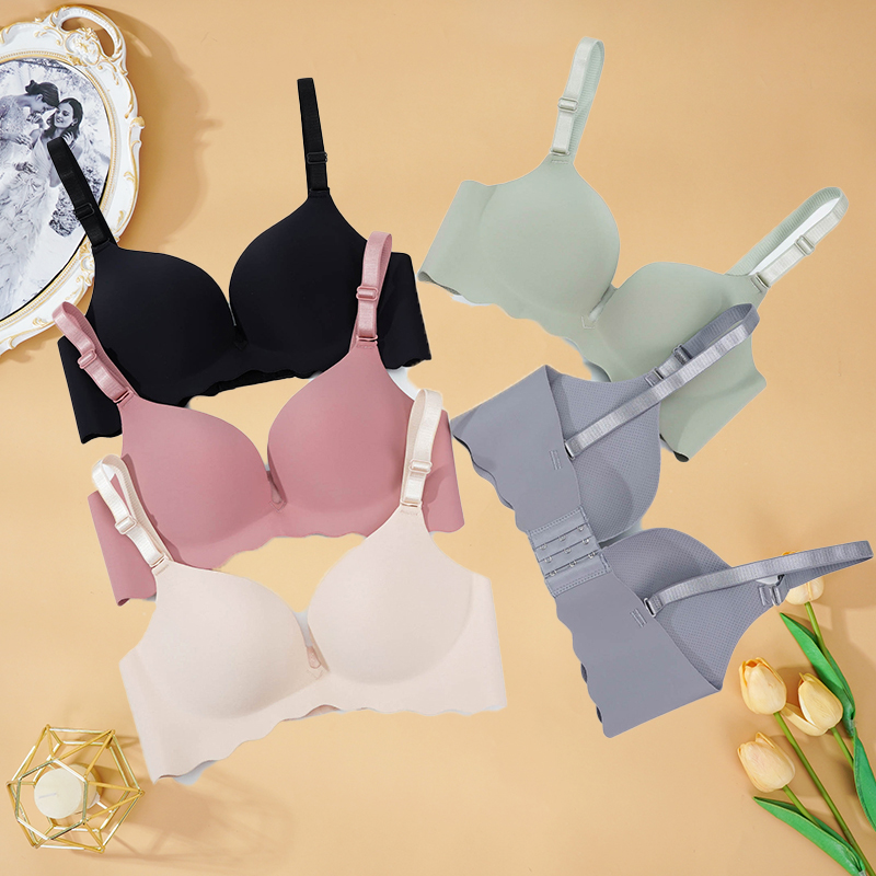 Women Seamless Push Up Bra, Wire Free Bralette, Sexy Solid Lingerie For Comfort And Fashion black Bra c 34