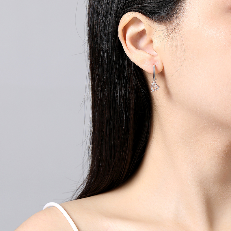 Sterling Silver Earrings Stud Hoop Crystal Earrings For Women, Rose Gold Crown Heart Infinity Bee Earrings style 1