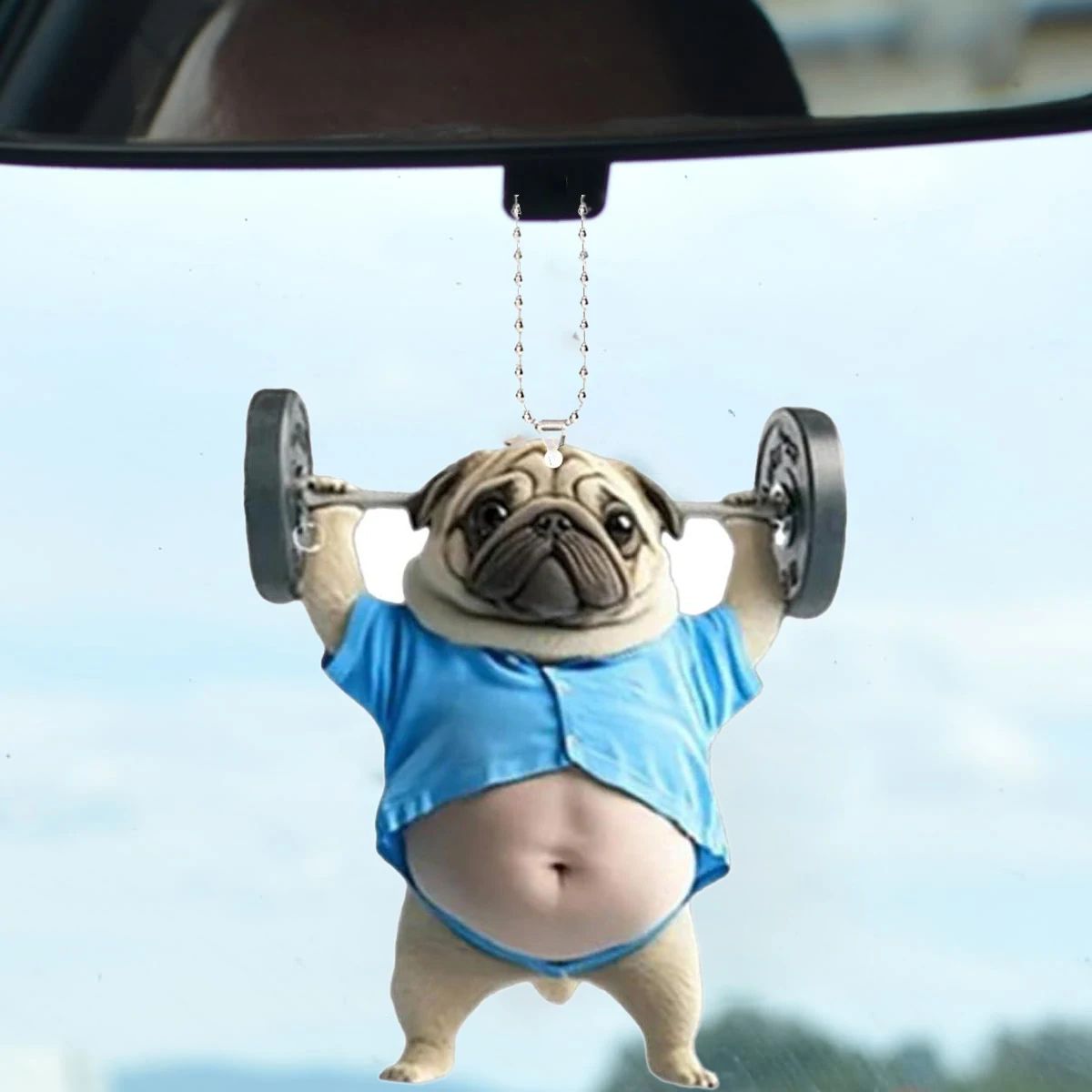 Cute Pug Car Mirror Charm a
