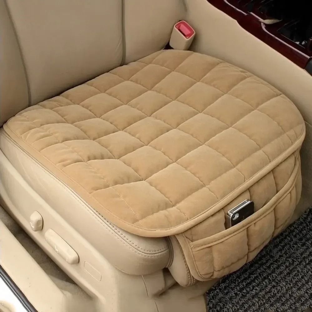 Winter Warm Car Seat Cushion Cover With Anti Slip Design And Breathable Comfort beige