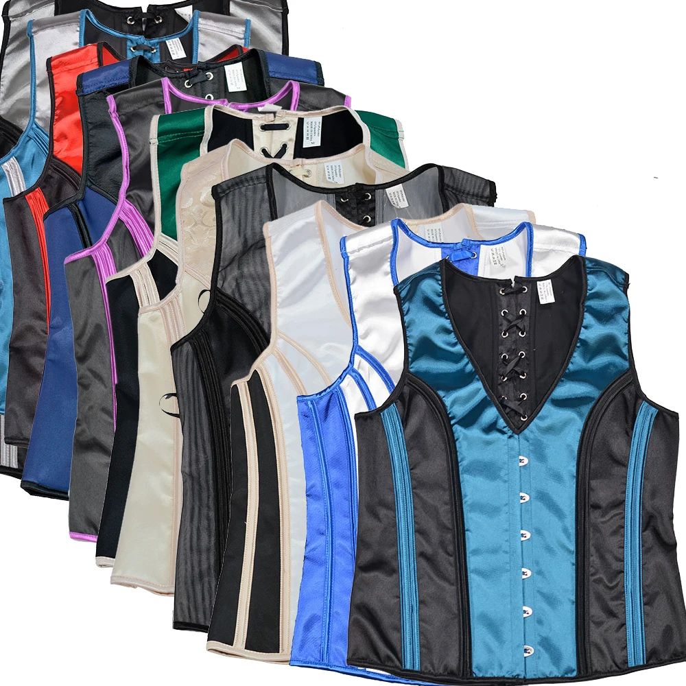 Mens Boned Corset Vest Body Shaper Flat Stomach Waist Girdle For Abdominal Slimming & Push Up Support blue Black 2xl