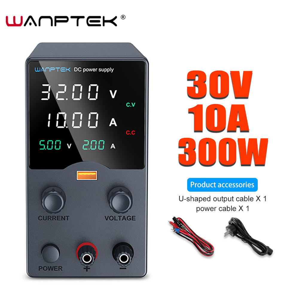 Wanptek DC Power Supply, Adjustable Lab Power Supply, Voltage Regulator, Variable Bench Power Supply For Electronics w tps3010 Black