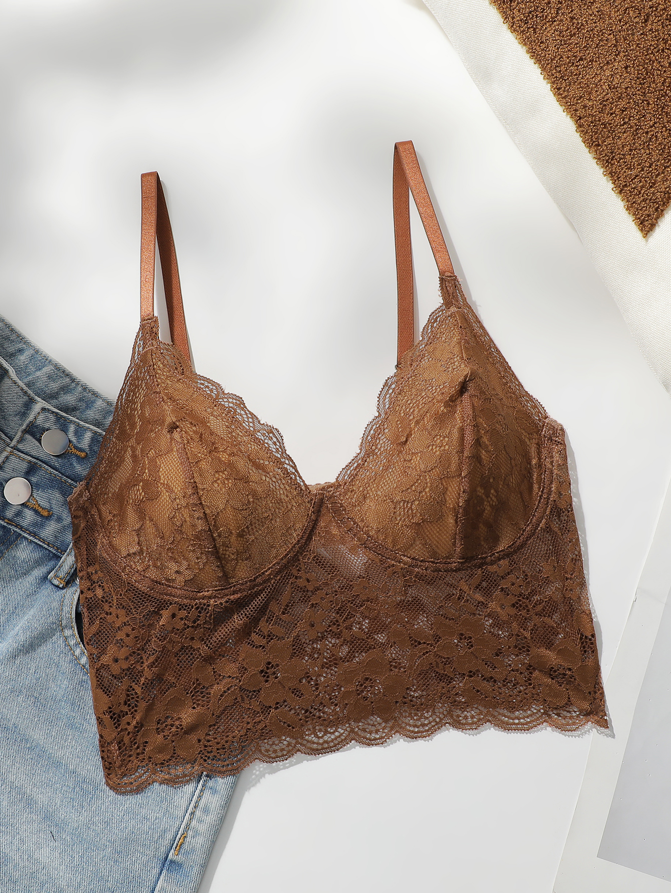 Sexy Embroidered Lace Bra For Women, Adjustable Shoulder Straps, Convolute Push Up l