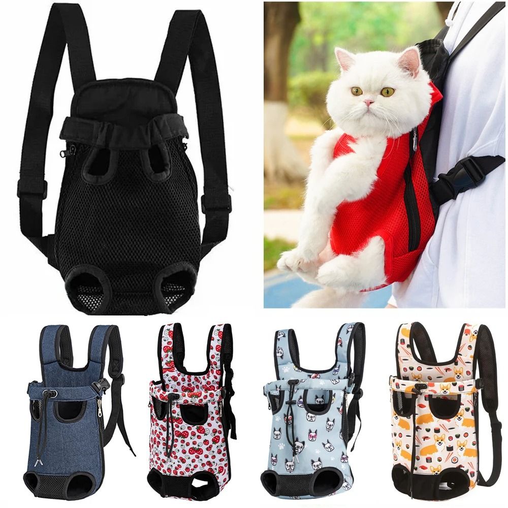 Adjustable Cat Carrier Backpack Double Shoulder Pet Travel Bag For Cats And Small Dogs m red