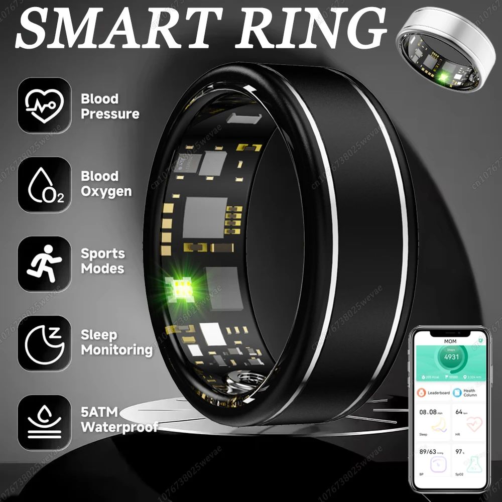 Smart Fitness Health Ring Heart Rate SpO2 Sleep Sport Tracker black 7