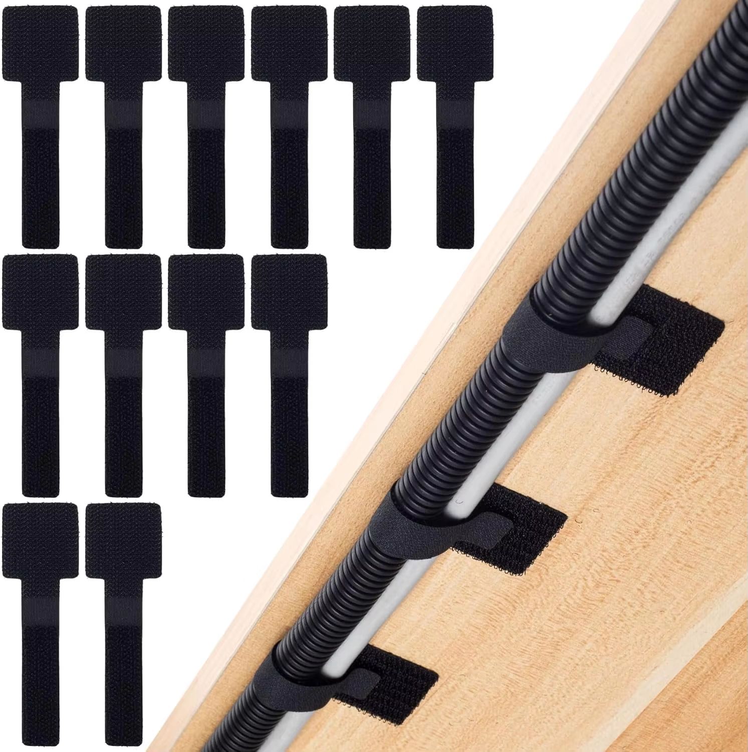 Reusable Self Adhesive Cable Ties Adjustable Cord Organizer Straps 20pcs Grey