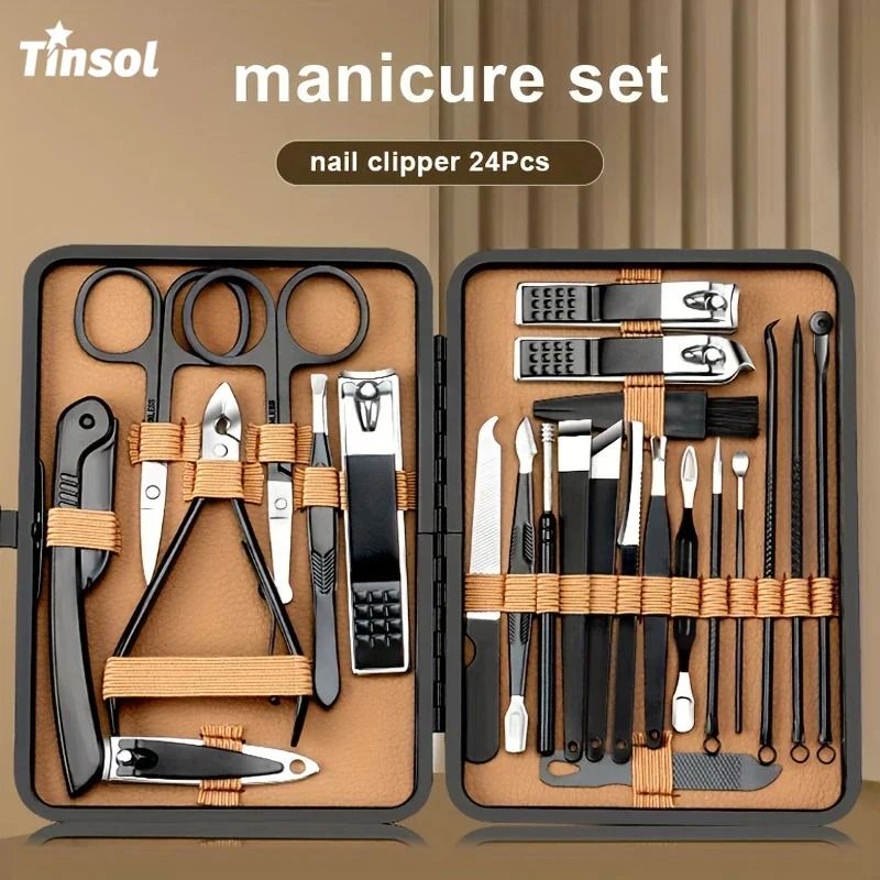 Professional Nail Care Tool Set With PU Leather Case Stainless Steel Clippers 7 Pcs Set