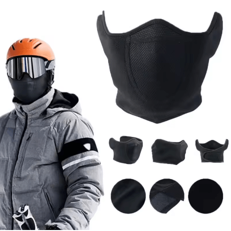 Winter Fleece Balaclava Breathable Half Face Mask And Neck Warmer For Motorcycle Cycling And Skiing black