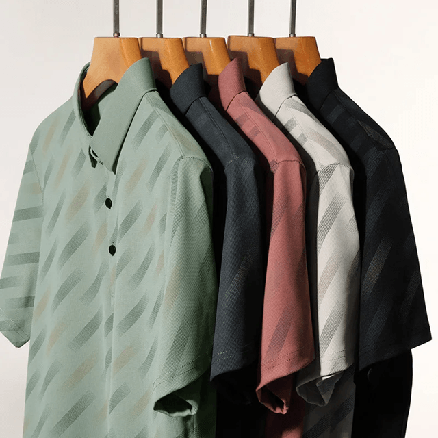 Mens Business Casual Printed Polo Shirt Short Sleeve Breathable Top 4xl beige