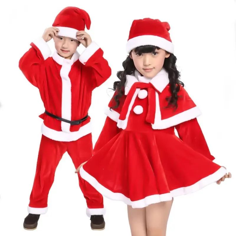 Kids Santa Costume Set Classic Red Childrens Christmas Costume For Boys & Girls boy 100