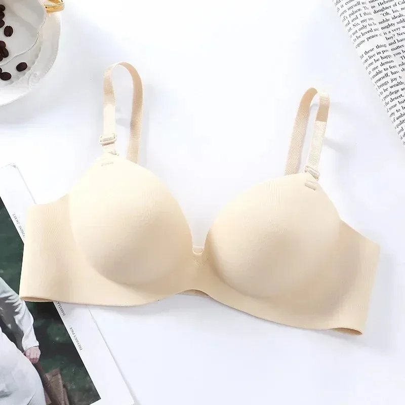 Sexy Push Up Women Seamless Bra Bralette No Wire, Breathable Wireless 3 4 Cup Lingerie For Girls beige b 34