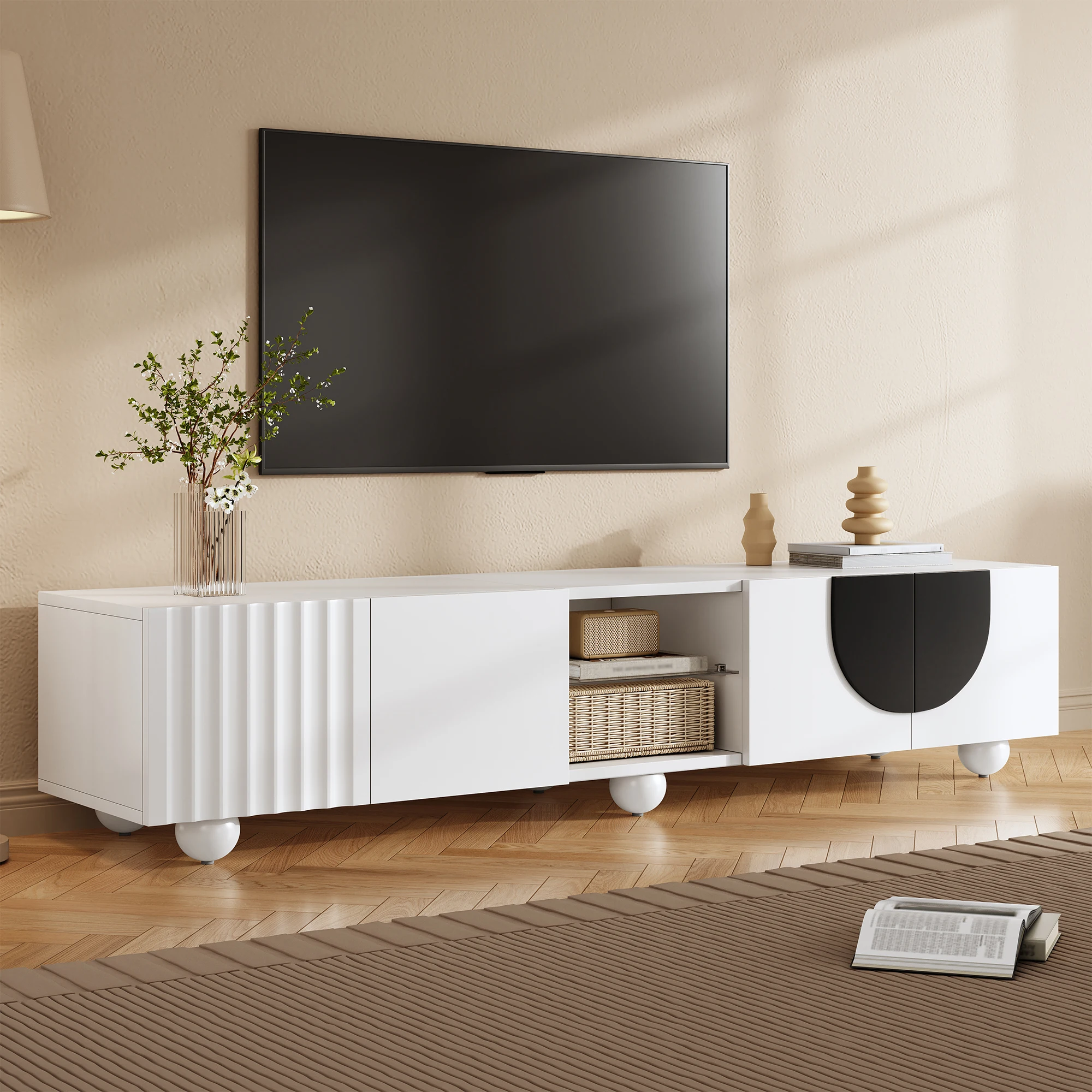 Armoire TV moderne, meuble TV, panneau TV, meuble TV inférieur. Conception unique. 180x40x41,5 cm (L X P X H)