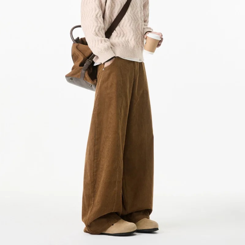 Frühling Cord Hosen Männer Übergroßen Gerade Beige Casual Hosen Männer Streetwear Lose Breite Bein Hosen Herren Vintage Hosen M-3XL