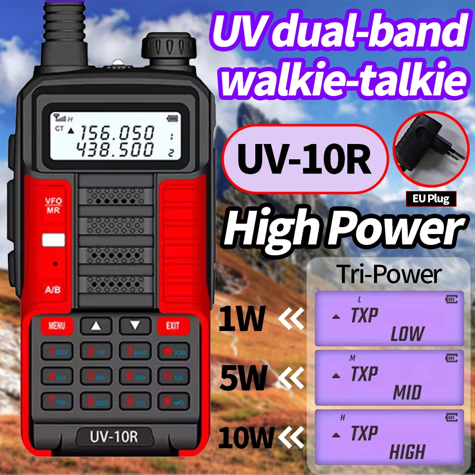 Baofeng UV-10R V2 10W Portable High Power Walkie-Talkie Vhf Uhf Dual Band Zweiweg Cb Amateurfunk Transceiver Zweiweg Radio Image