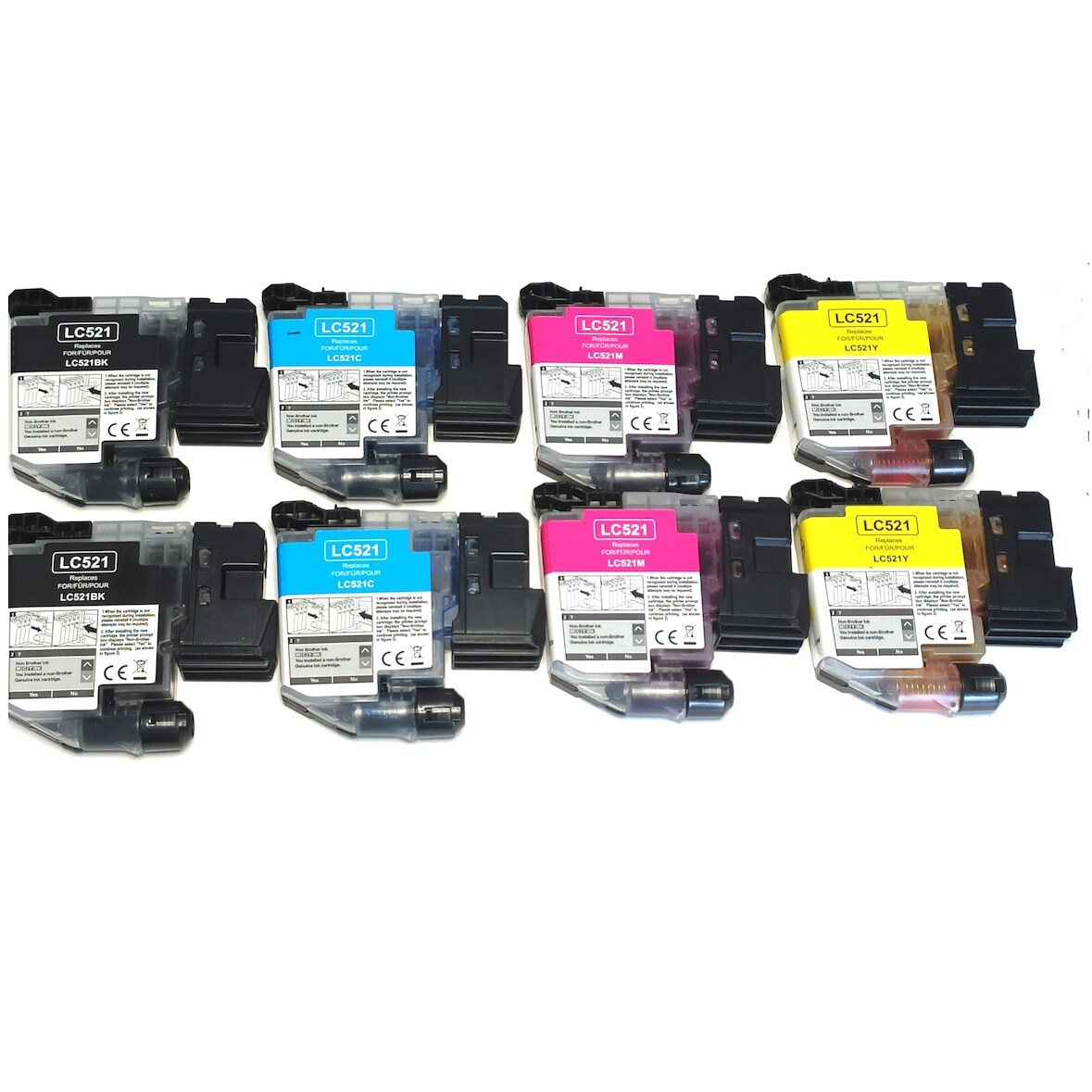 8x Tintenpatronen kompatibel f. Brother DCP-J 1313DW - ersetzt Brother LC-521 Bk / C / M / Y Image