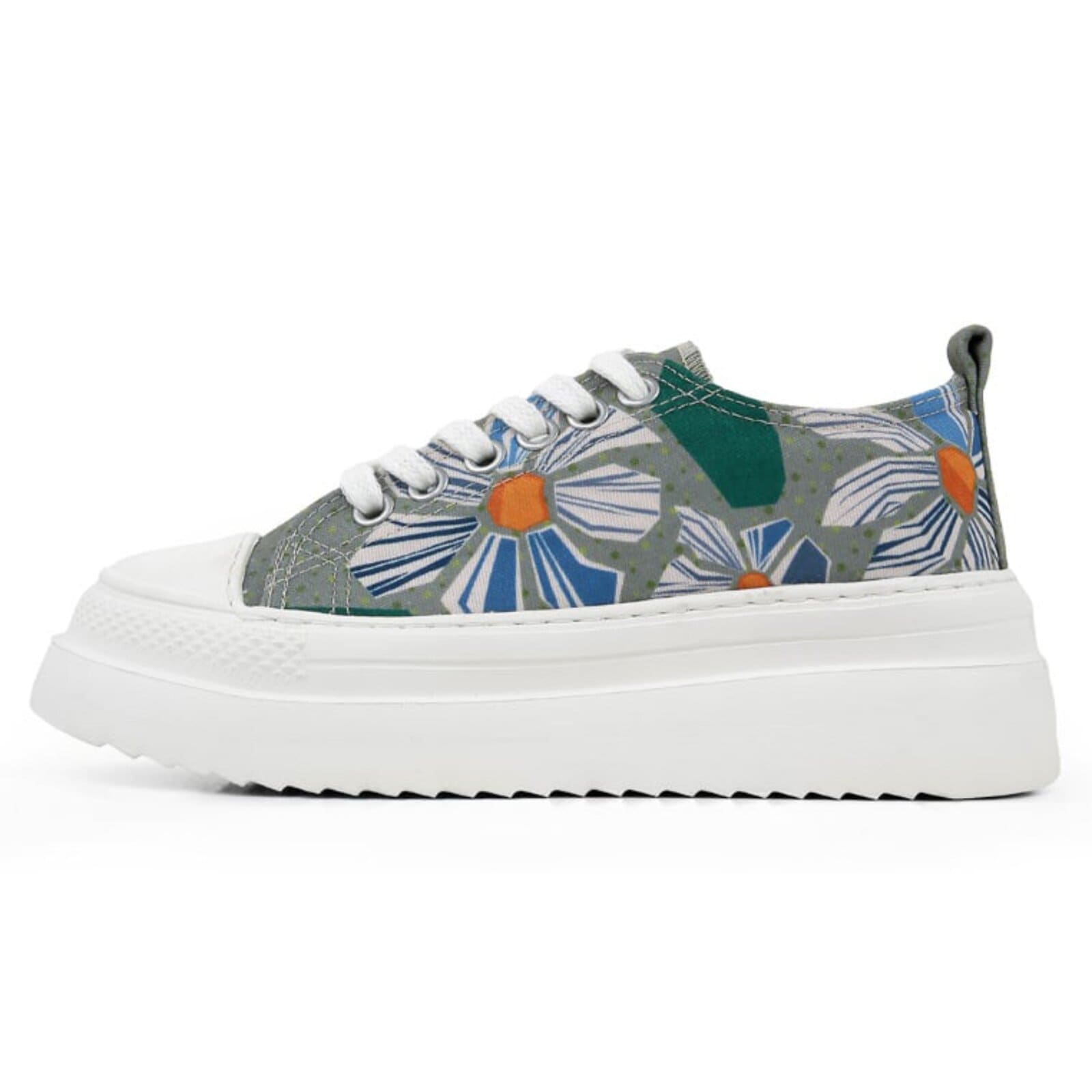 Sneaker DOGO "Freya Low-Top Sneaker Origami Bloom Damen Sneaker", Damen, Gr. 41, Normalschaft, grau, Textil, Schuhe Sneaker, Handgefertigt