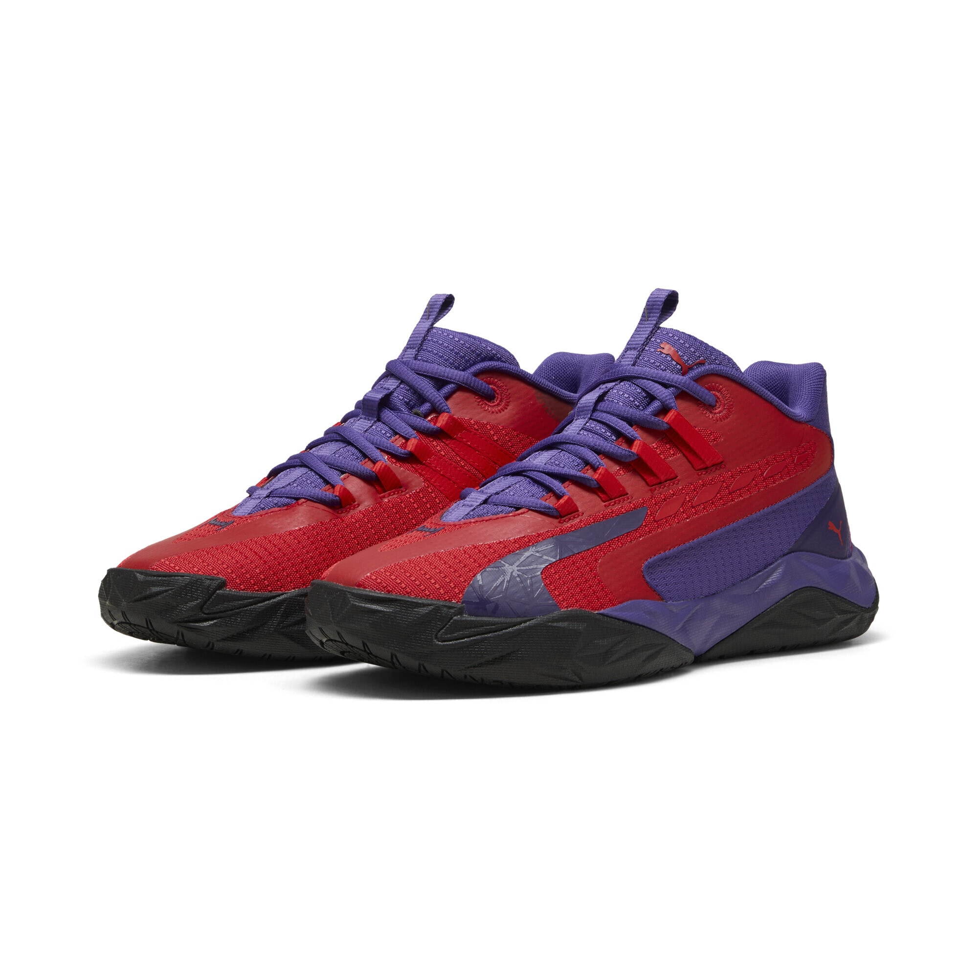 Basketballschuh PUMA "Dagger 2 Mid Basketballschuhe Erwachsene", Gr. 40.5, team violet for all time rot schwarz lila, Obermaterial: Synthetik, Textil; Futter: Textil; Innensohle: Textil; Laufsohle: Gummi, Synthetik, Schuhe