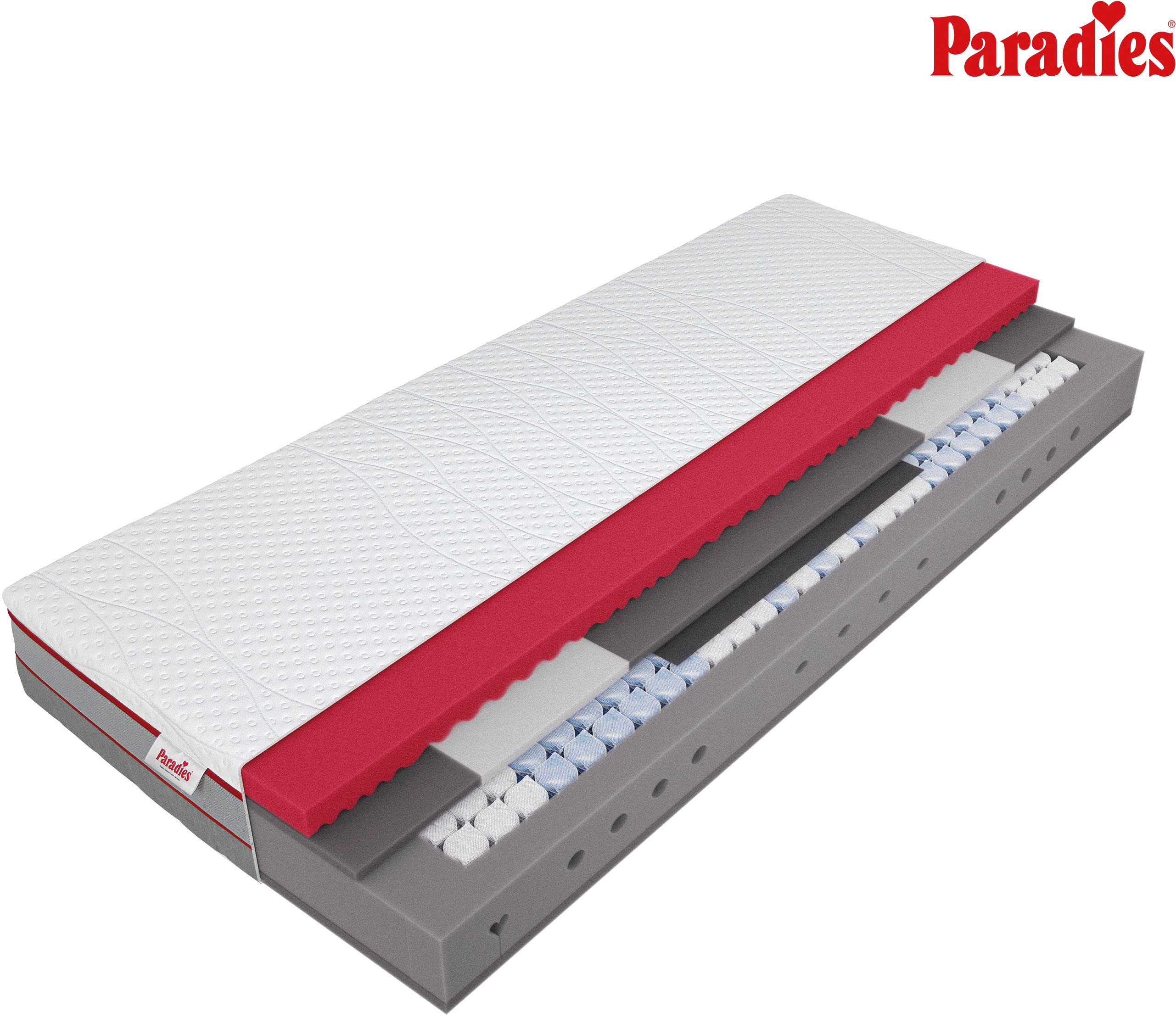 Federkernmatratze PARADIES "Neuheit: Paradies Perfekta TFK, 90x200, 140x200 cm & weitere Größen", weiß, B:100cm H:22cm L:200cm, Bezug: 100% Polyester. Steppfüllung: 100% Polyester, Matratzen, Matratze mit 1.000 Federn für maximale Punktelastizität...