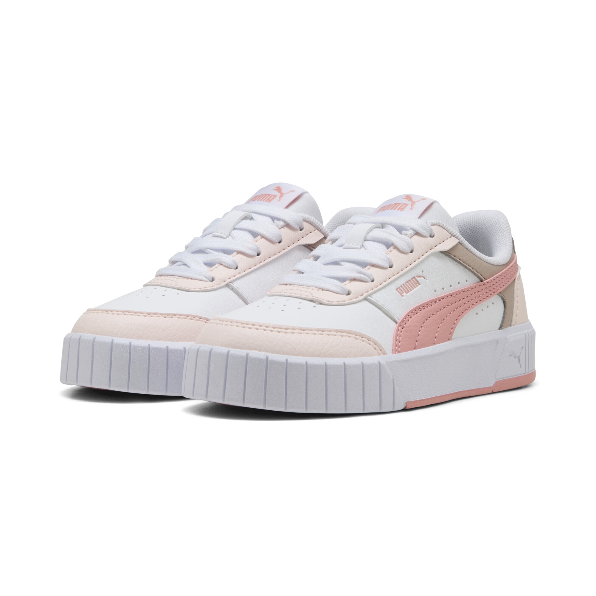 Sneaker PUMA "Carina Mia Sneakers Mädchen", Damen, Gr. 35, weiß rosy outlook jasmine flower pink, Obermaterial: Textil, Synthetik; Futter: Textil; Innensohle: Textil; Laufsohle: Gummi, Schuhe Sneaker