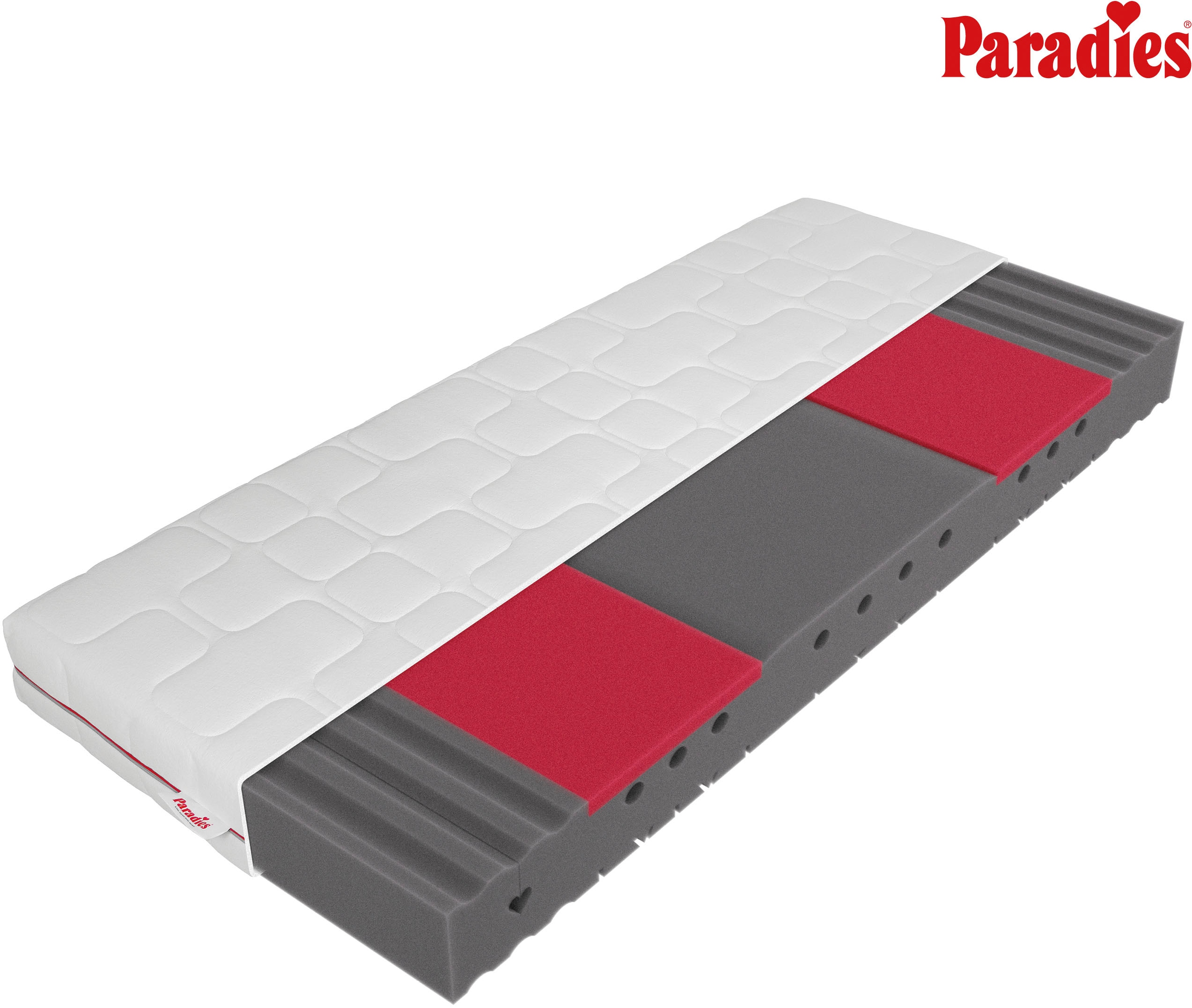 Kaltschaummatratze PARADIES "Neuheit: Paradies Varioduo 7-Zonen-Kaltschaummatratze", weiß, B:140cm H:18cm L:200cm, Bezug: 65% Polyester, 35% Baumwolle. Steppfüllung: 100% Polyester, Matratzen, Kaltschaummatratze, Zwei Härtegrade in einer Matratze –...