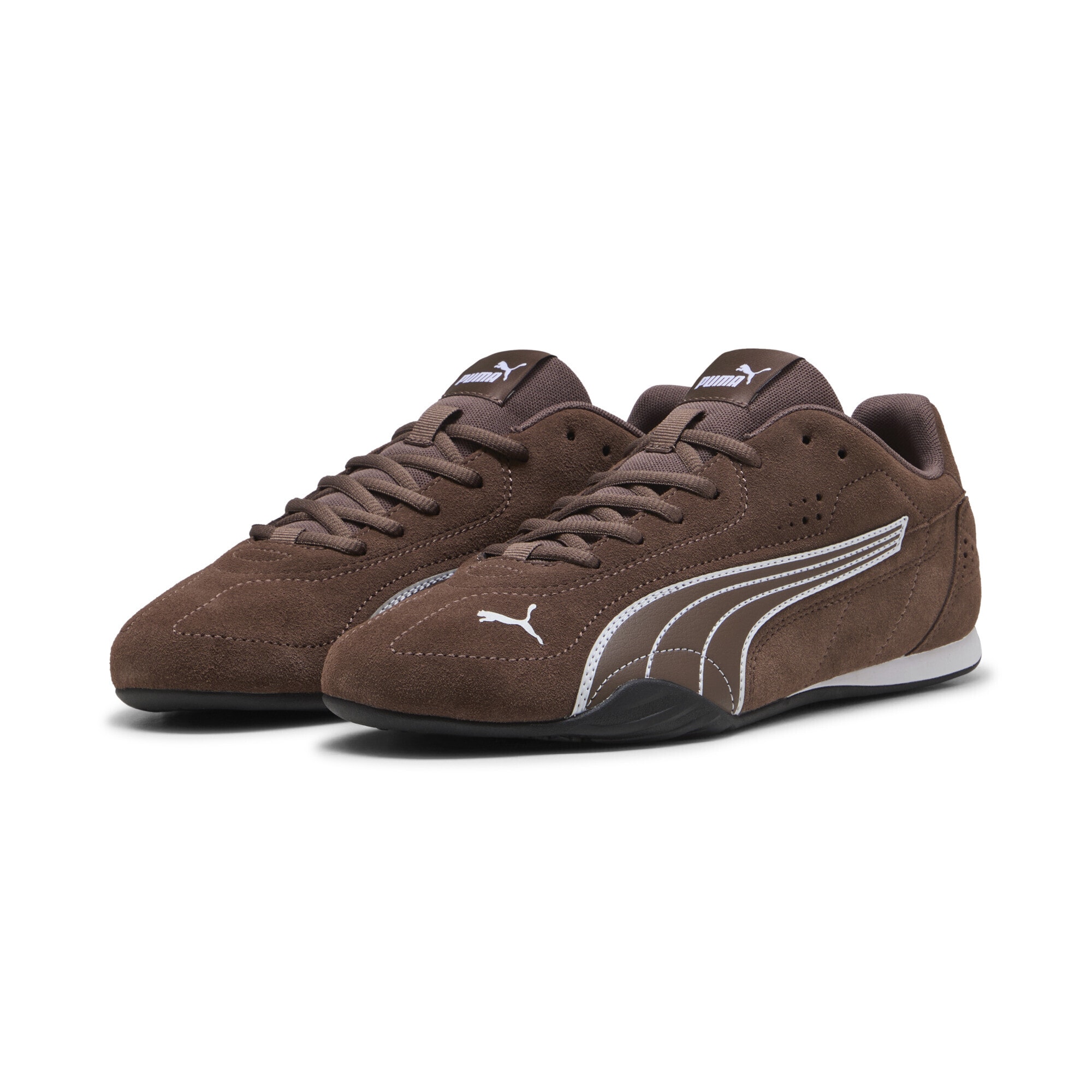 Sneaker PUMA "PUMA Catch Sneakers Erwachsene", Damen, Gr. 37,5, weiß (flat bronze weiß braun), Obermaterial: Textil, Kuhleder, Synthetik; Futter: Textil; Innensohle: Textil; Laufsohle: Gummi, Schuhe Sneaker