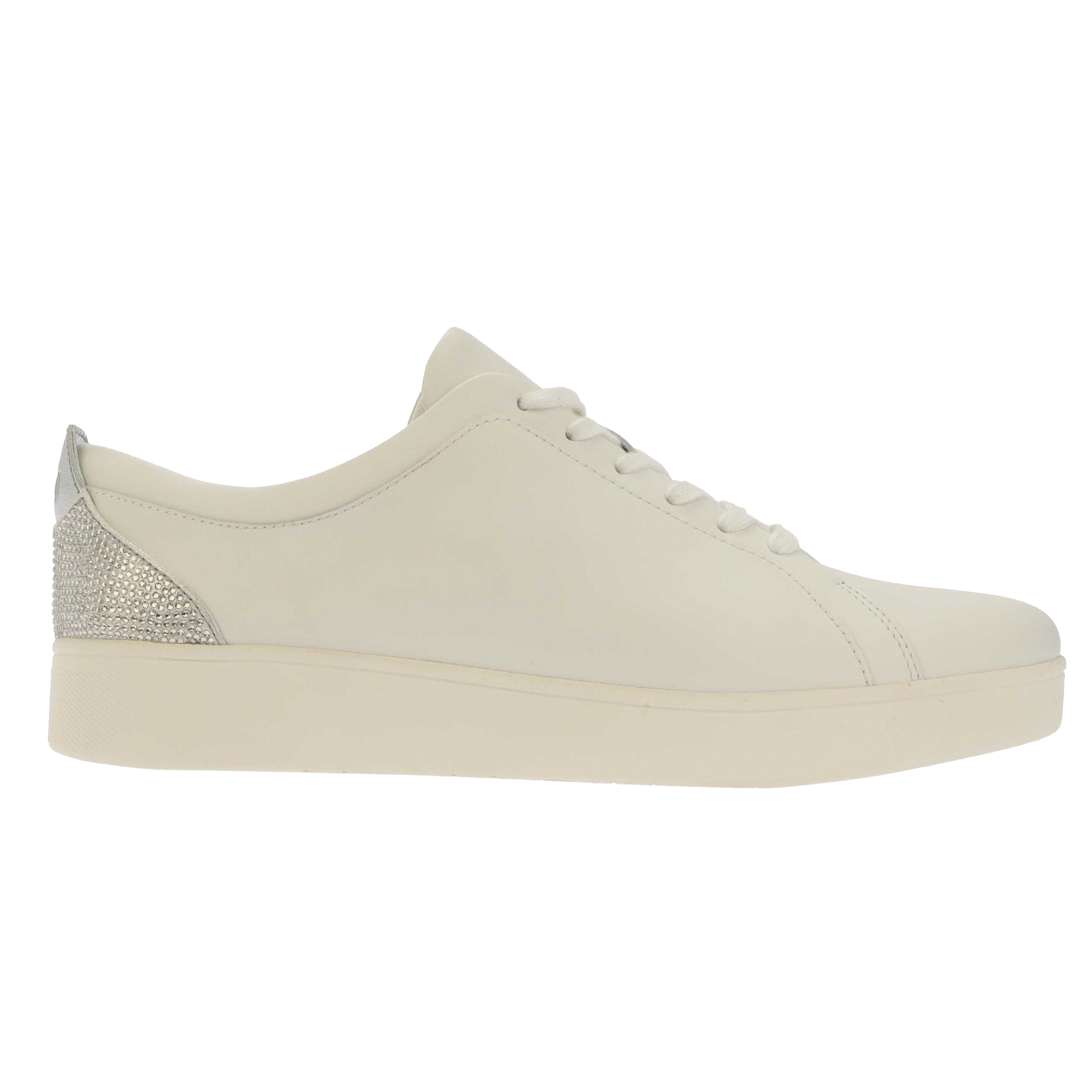 Fit Flop - "Rally" Kristall Sneaker für Damen, Leder (Weiß/Silber)