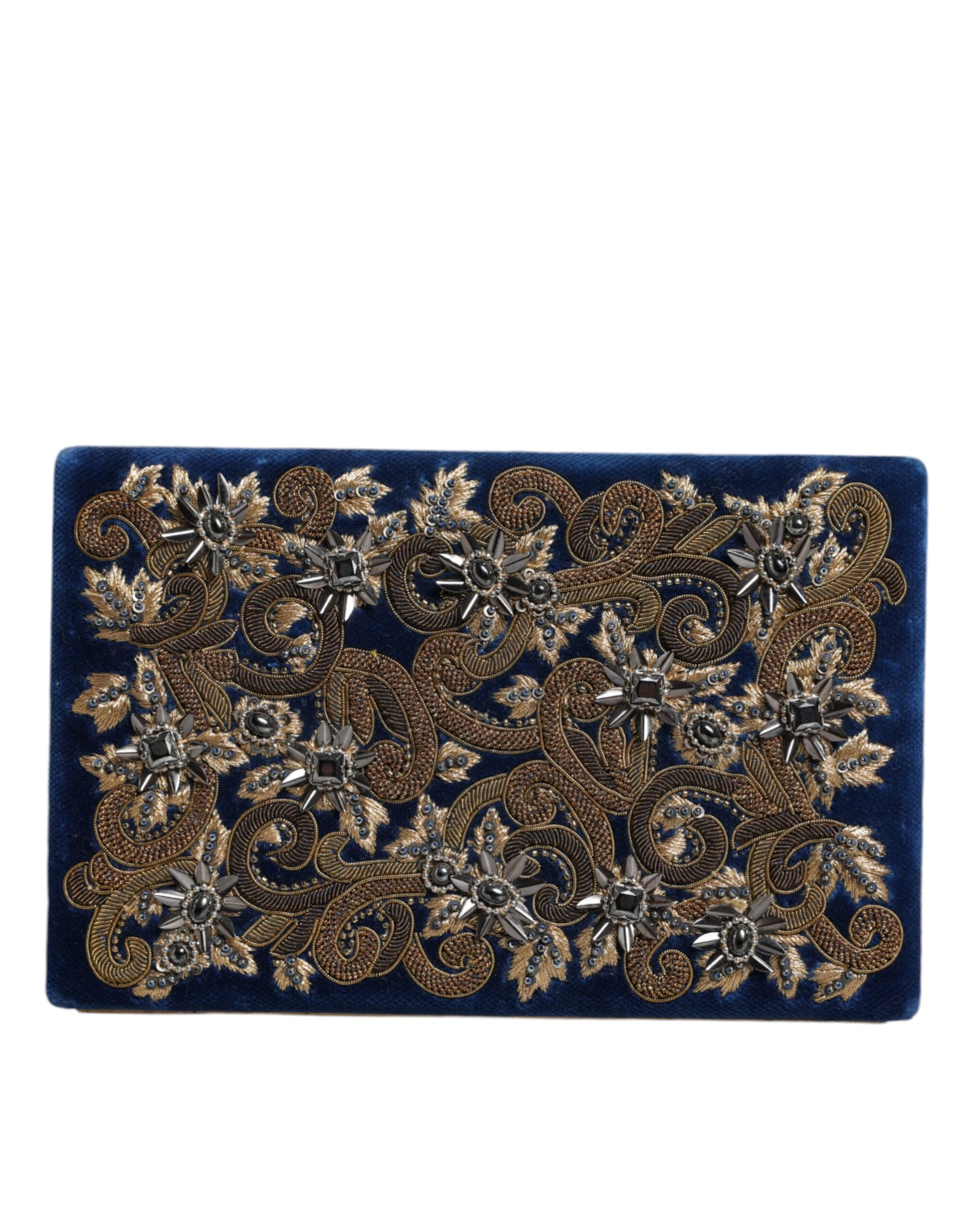 Blaue Samt Clutch mit goldenen Rahmen für Abendveranstaltungen und Partys Image