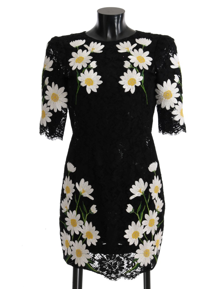 Dolce & Gabbana Women's Black Floral Lace Chamomile Sicily Dress