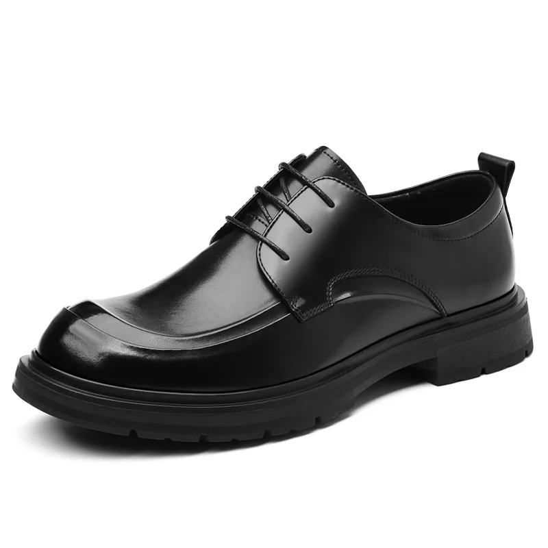 Einfarbig Spitze Plattform Leder Schuhe für Männer Mode Neue Designer Casual Schuhe Männlichen Hochzeit Anzug Bräutigam Schuh