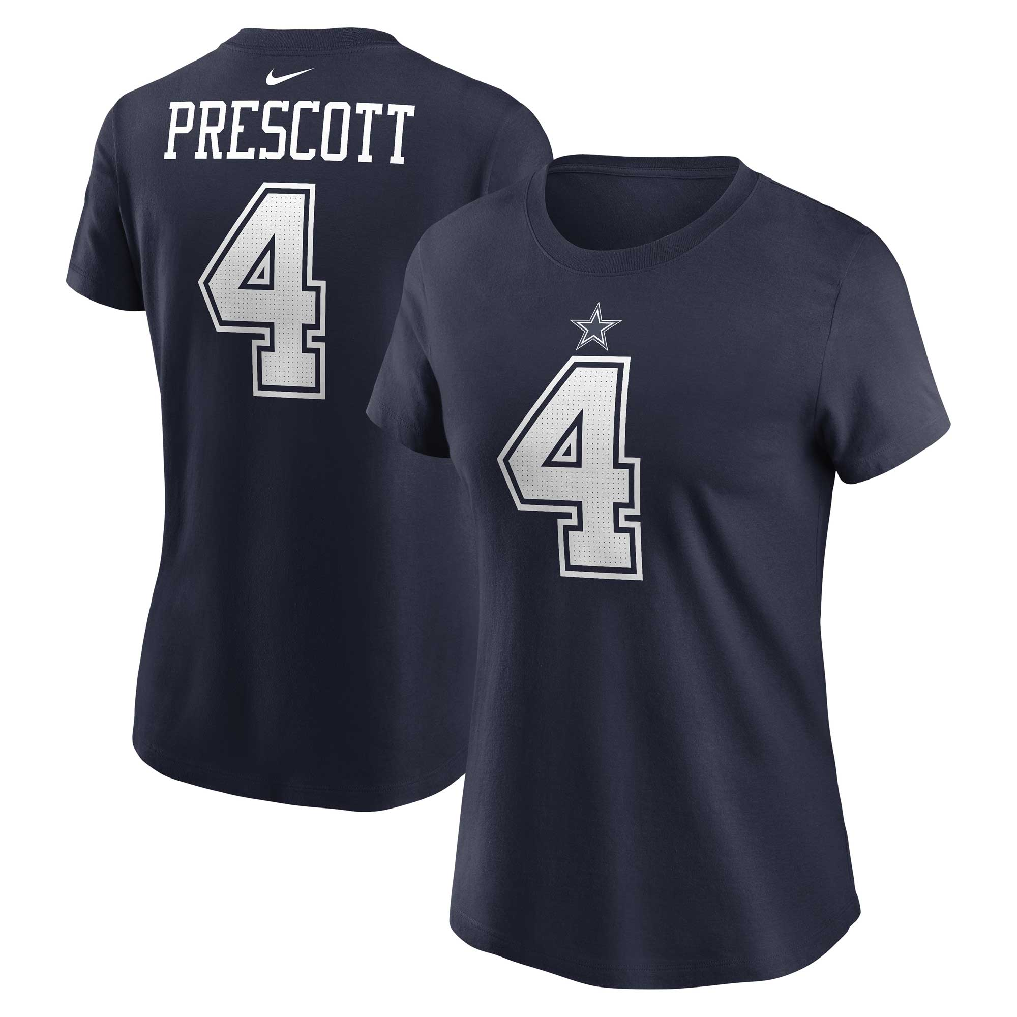 Nike Dak Prescott Navy Dallas Cowboys T-Shirt mit Spielername und Nummer für Damen Image