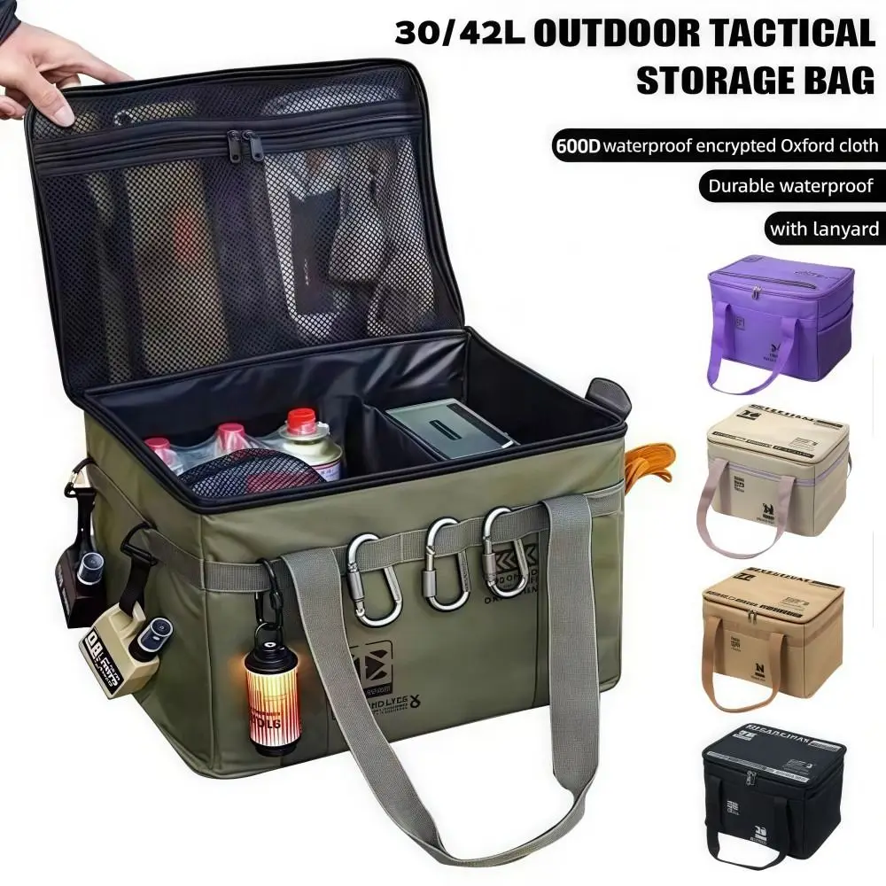 42L/30L Camping-Aufbewahrungstasche, große Kapazität, faltbare Picknick-Aufbewahrungstasche mit Fächern, 600D Oxford-Stoff, Kofferraum-Aufbewahrungstasche Image