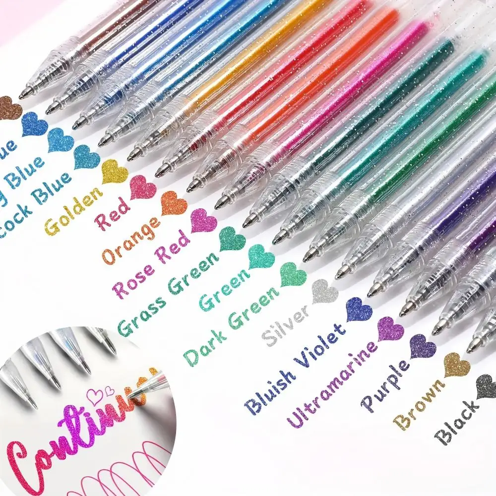 Set mit 8–60 Stück Metallisch Glitzer Gelstifte 1,0 mm Farbkugelschreiber Buchkarte Langlebiges Schreiben Zeichnen Markierung Färbung Heimwerken Kunst Image