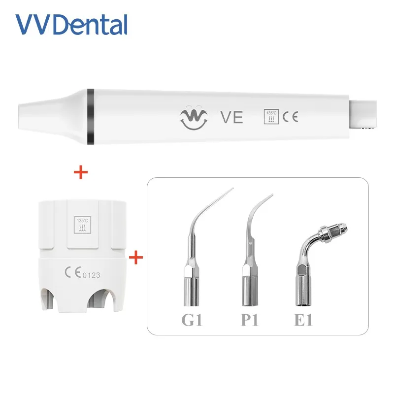 VVDental Ultraschall-Piezo-Scaler-Handstück, passend für EMS/Woodpecker mit Drehmomentschlüssel und 3 Ultraschall-Scaler-Spitzen G1/P1/E1 Image