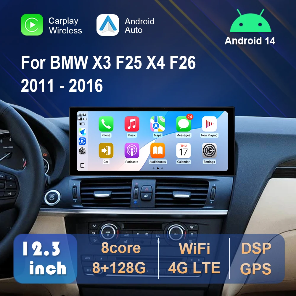 Für BMW X3 F25 X4 F26 2011 - 2016 CIC NBT System Android 16 Auto-Multimedia-Videoplayer Touchscreen Kabelloses Carplay 4G WLAN Image