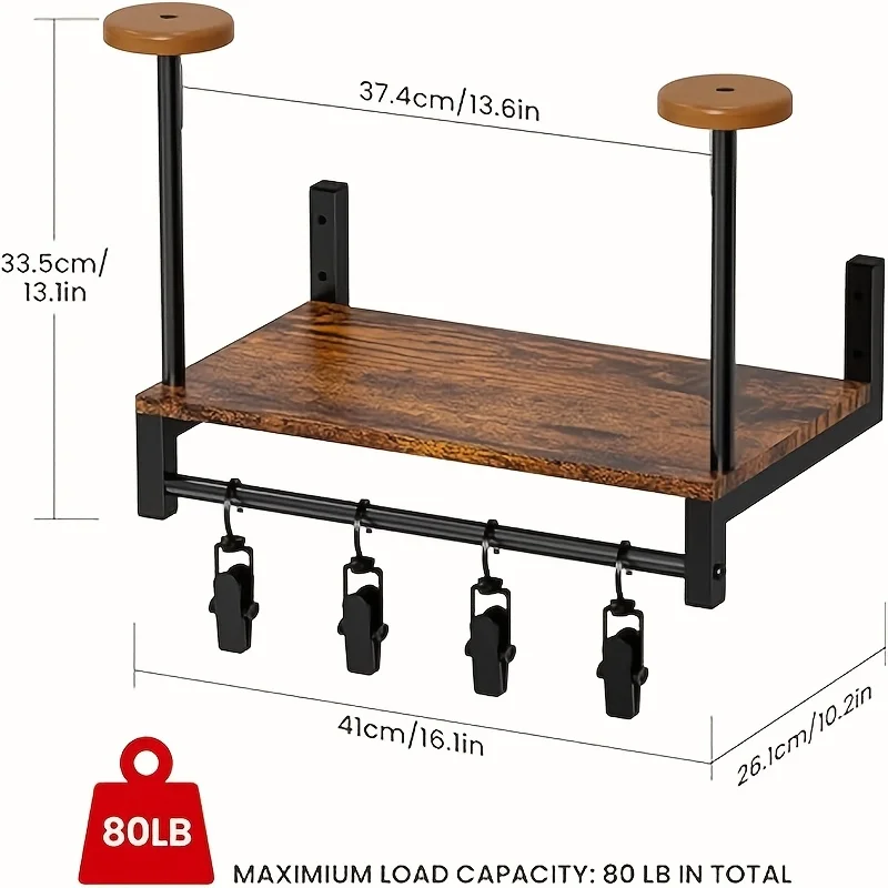 Motorradhelm Wandhalterung Holzregal mit verstellbaren Haken Robuste, langlebige Aufbewahrung für Motocross-Fahrradzubehör Image