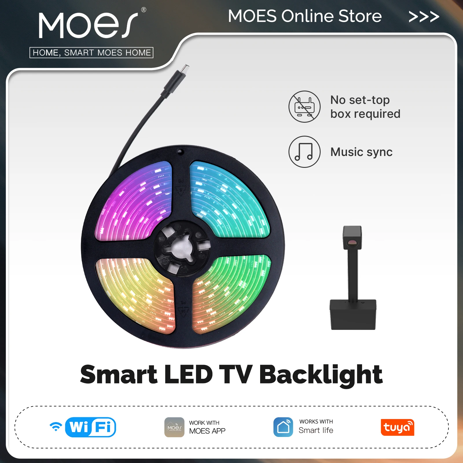 Moes Smart Wifi Ambient TV Hintergrund beleuchtung keine Set-Top-Box erforderlich Musik synchron isation LED Lichtst reifen Timing Funktion Multiple Szenen Image
