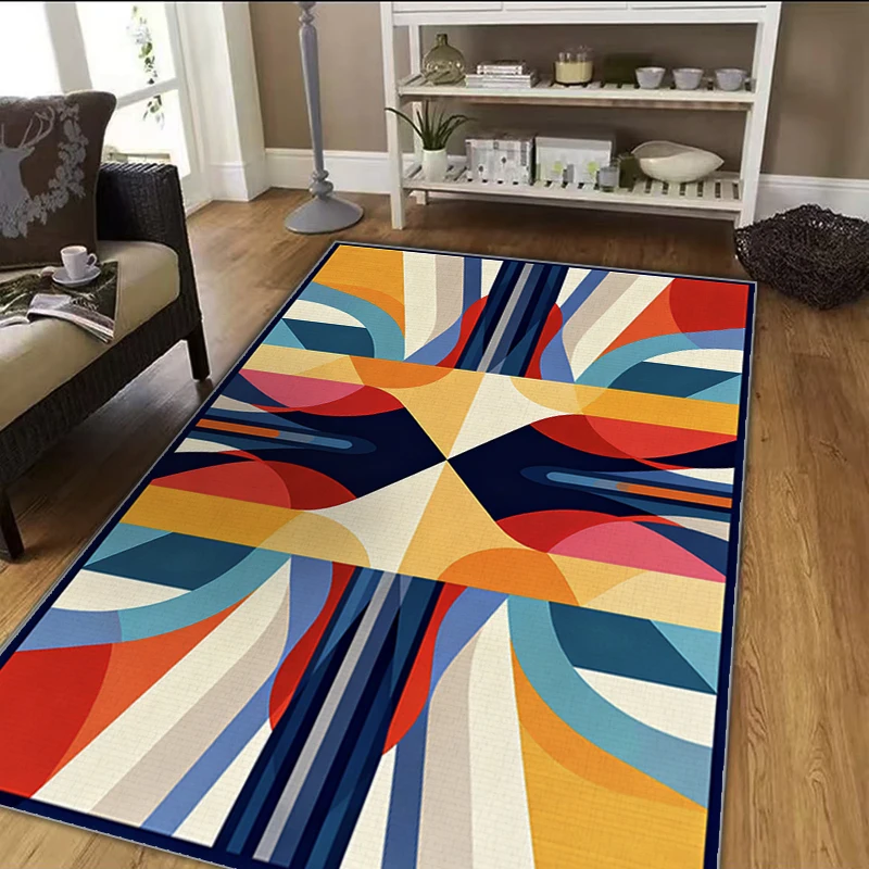 VIKAMA Modern Colorful Geometric Carpet Area Rug for Living Room Study Sofa Doormat Study Tables Mat Kitchen Non-slip Floor Mat