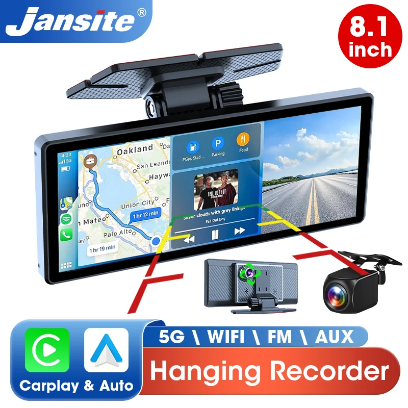 7/8,1 zoll Ausgesetzt Typ Drahtlose CarPlay Touchscreen Tragbare Auto DVR Android Auto Dashcam GPS Navigation Rückfahrkamera FM Image