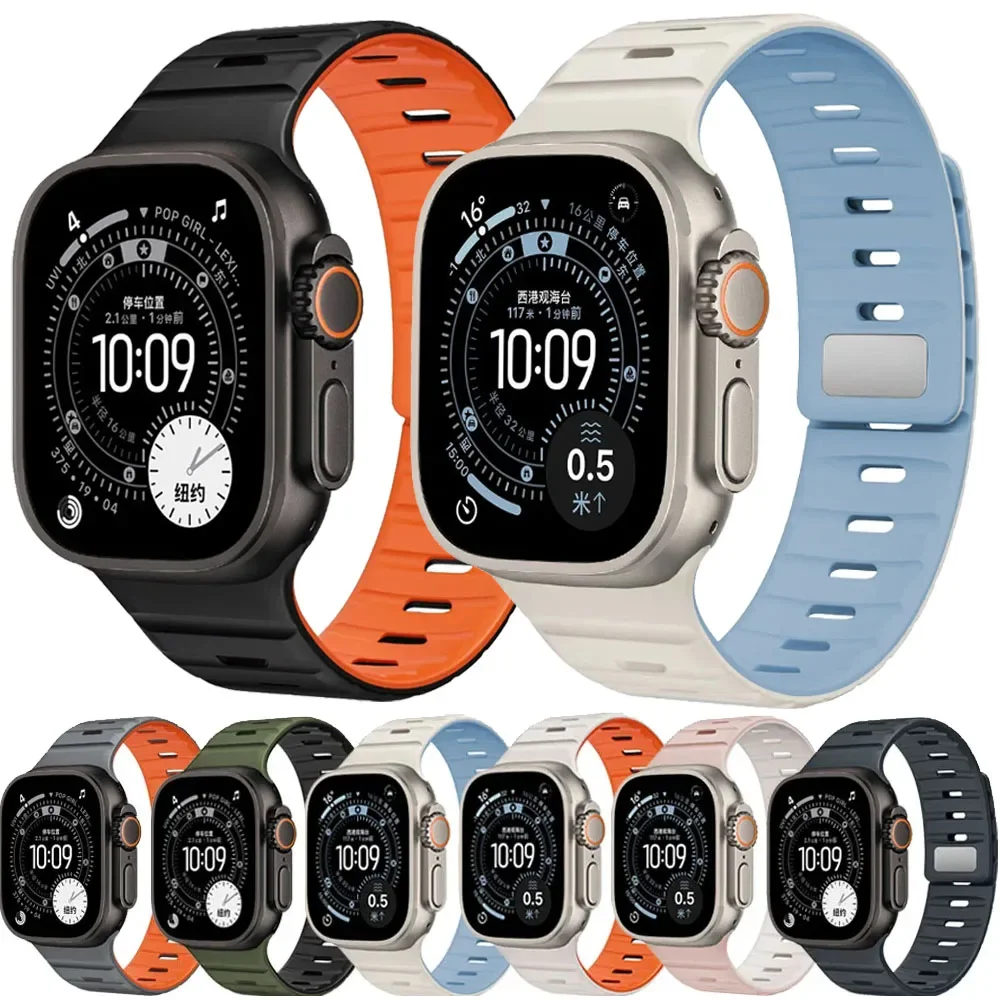 Silikonarmband für Apple Watch Ultra 3 2 49 mm 11 10 46 mm 42 mm Magnetarmband iWatch 9 8 7 6 5 4 SE3 45 mm 41 mm 44 mm 40 mm Band Image