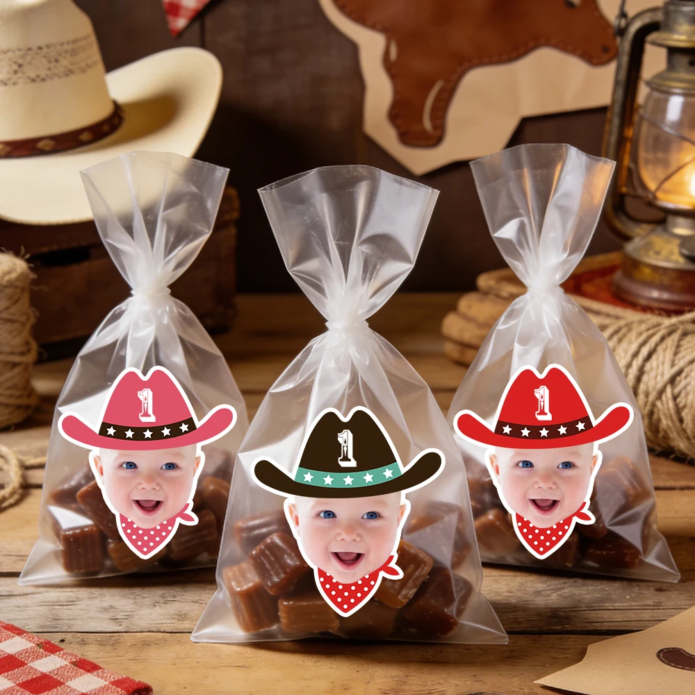 20/40 Stück individuelle Western Cowboy Mottoparty Gesicht Fotopapier Aufkleber Western Cowboy Cowgirl Mottoparty Dekorationen Image