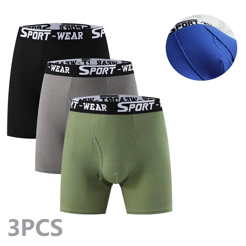 3PCS Herren Mid-Taille Trendy Sport Boxer Höschen M-2XL Brief Drucken Vier Ecke Unterwäsche Erweiterte Kurze Slips europäische Größe Image