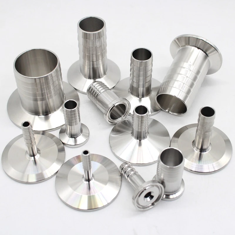 Spedizione Gratuita OD 8MM-51MM In Acciaio Inox SS304 Tubo Sanitario Barb Raccordo Per Tubi Ghiera OD 50.5mm-64mm misura 1.5 "2.5" Tri Morsetto