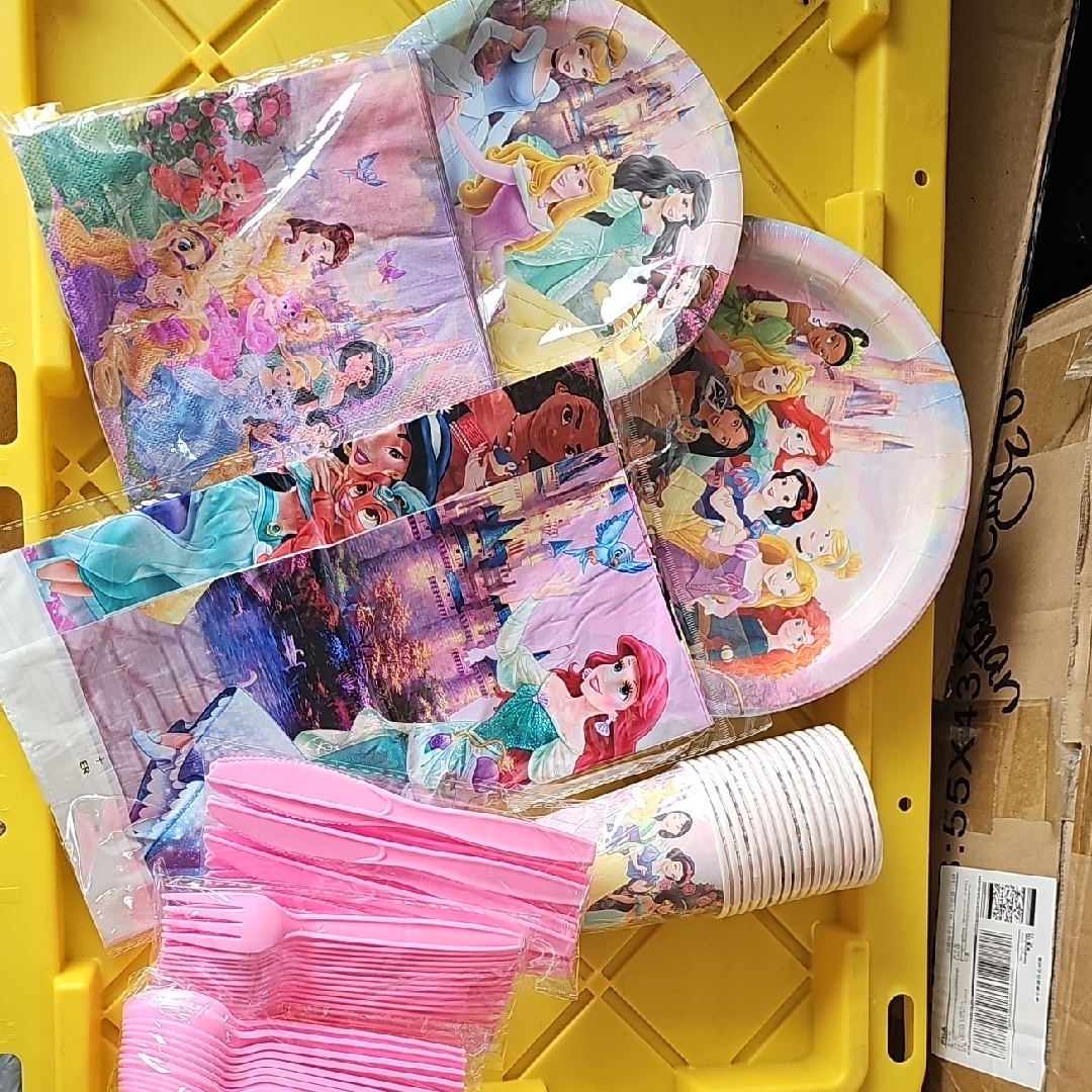 Disney Party Supplies | Disney Princess Party Tableware Set - Pink And Purple | Color: Pink | Size: Os