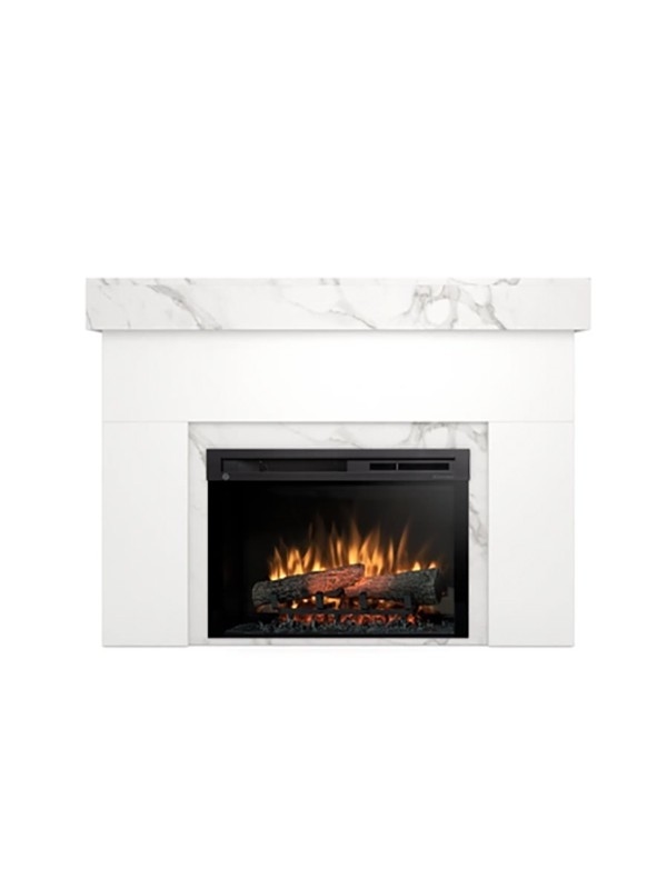 OutInFire AVEN – Freistehender elektrischer LED-Kamin, Mattweiß/Kristallmarmor, 26" Image