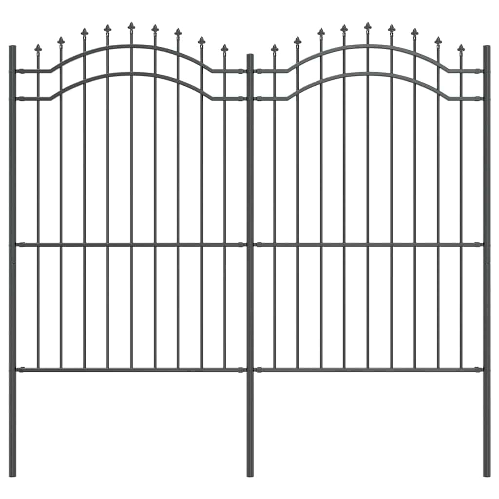 vidaXL Gartenzaun Grau 240 x 215 cm Pulverbeschichteter Stahl Image