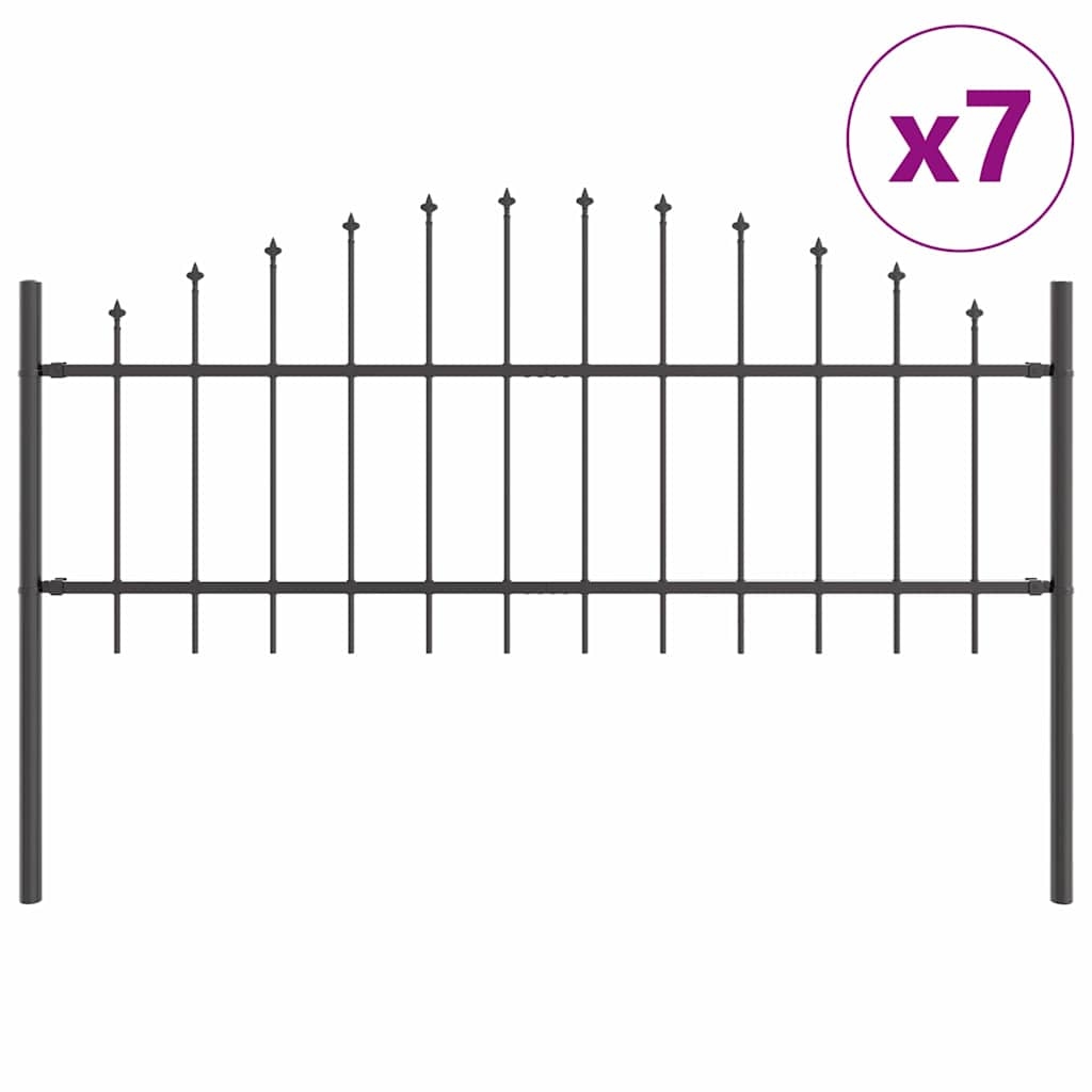 vidaXL Gartenzaun 7 pcs Grau 170 x 140 cm Pulverbeschichteter Stahl Image