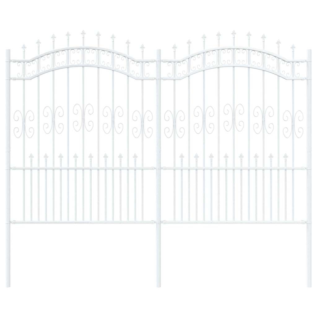 vidaXL Gartenzaun Weiß 240 x 202,5 cm Pulverbeschichteter Stahl Image