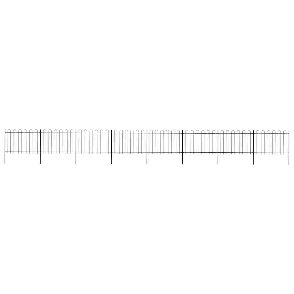 vidaXL Gartenzaun mit Bögen Stahl 1426 x 120 cm Schwarz Image