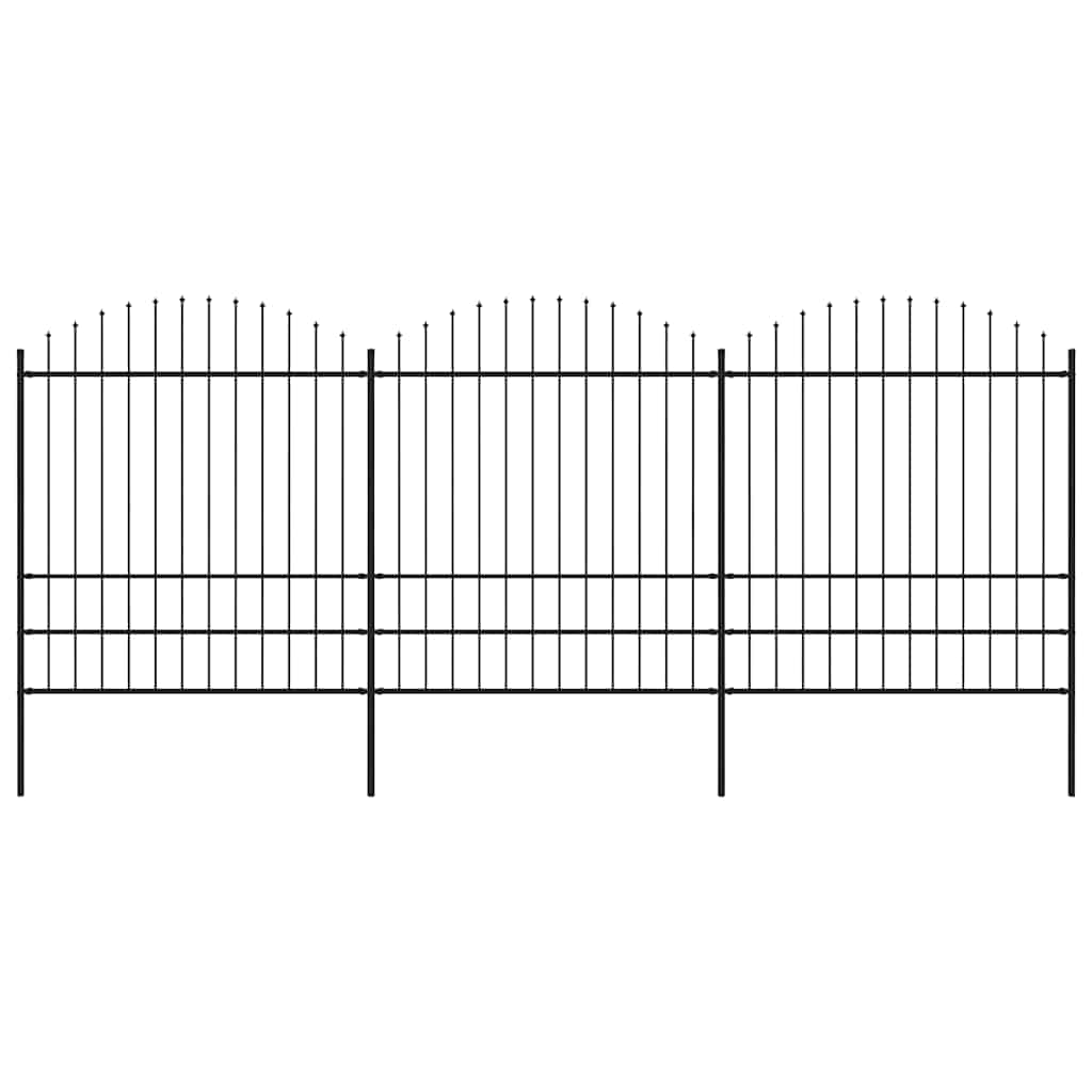 vidaXL Gartenzaun mit Speerspitze Stahl 537 x 200 cm Schwarz Image