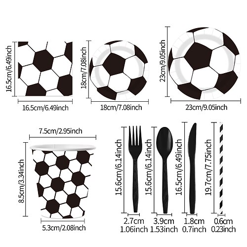 Weltfußballturnier Geburtstagspartybedarf Set Fußball-Themen Partydekorationen Beinhaltet Banner Teller Becher Servietten und Tischdecke für Jungen Kinder Sport-Themen Geburtstagsparty Image